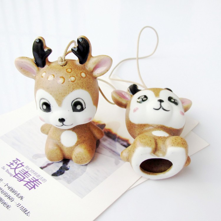 New Cute Plum Blossom Deer Ceramic Wind Bells Hanging for Female Students Children's Birthday Gift Package Pendant Ceramic Ornaments