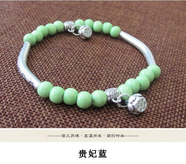 Vòng tay gốm Sen Nữ Hàn Quốc Vòng tay nhỏ tươi Đơn giản Quà tặng sinh viên Quốc gia Gió nhỏ Trang sức đặc biệt Bán buôn vòng tay cao su