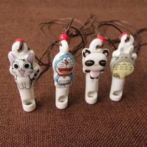 Cute cartoon ceramic whistle necklace pendant can blow childrens birthday Christmas gift ceramic trinkets