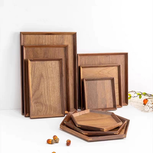 Черный грецкий орех с твердым деревом поддона японского стиля прямоугольный чайный поднос деревянный поддон домохозяйство цветочная тарелка чайная поднос десерт