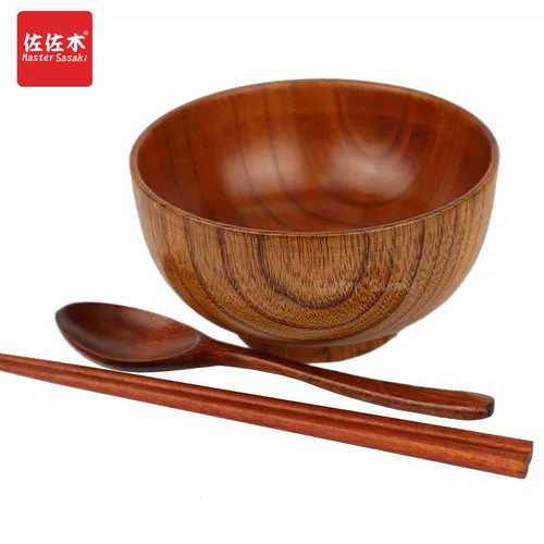 Ретро деревянная большая детская посуда для домашнего использования из натурального дерева, комплект, китайский стиль