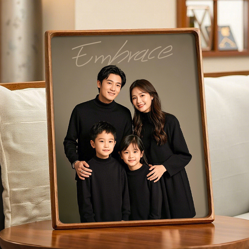 Family Photo Frame Made of Solid Wood with a High-End Feel, Empty Frame for Photo Printing and Mounting, Available in Sizes 8-Inch, 10-Inch, Tabletop, Wall Hanging, A4