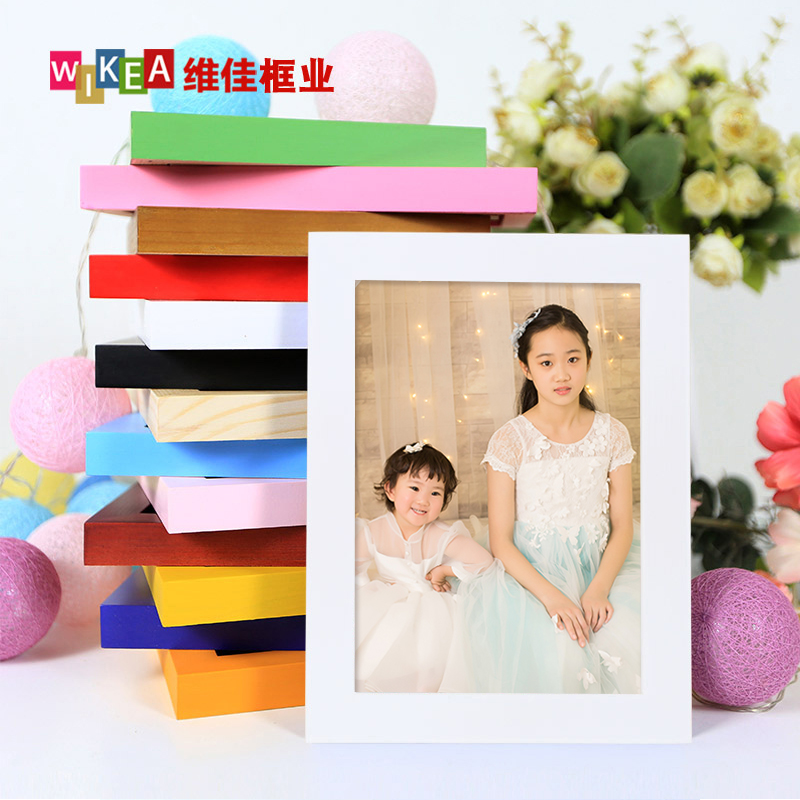 Solid wood hanging wall photo frame table 7 inch 5 photo album frame Modern creative children's picture frame seven inch photo small ornaments