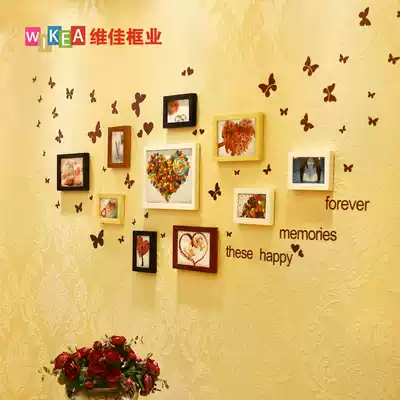 Solid Wood photo wall decoration non-perforated living room bedroom children's photo wall dining room frame wall creative hanging wall combination