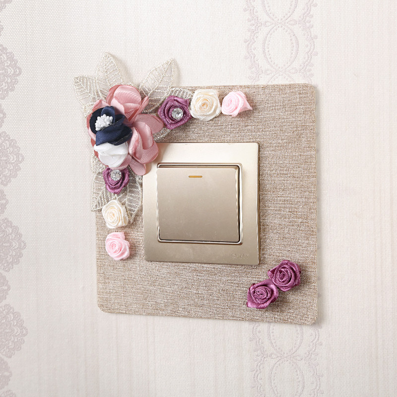 European-style switch decorative sleeve fabric switch sticker socket protective cover creative home switch sticker wall sticker sticker simple