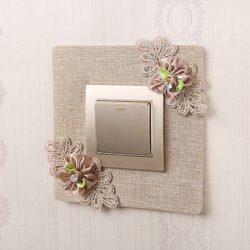 Eurostyle Switch Fabric Applique WALL PATCH ELECTRIC LIGHT SWITCH PROTECTIVE SHEATH SOCKET DECORATION STICK-FREE HOME CREATIVE SWITCH SLEEVE