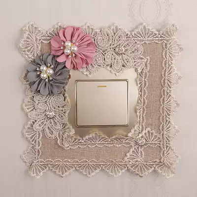 Switch cover protective cover Living room fabric switch sticker Modern creative socket panel decoration Wedding room household bedroom