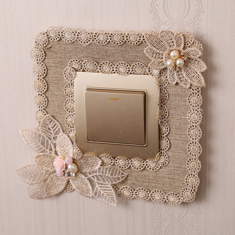 European switch stickers Room decoration switch sets Socket stickers Creative fabric wall stickers Protective sets Light switch decorative sets