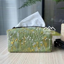 New embroidered zipper car tissue box home storage bag car tissue cover hanging multi-functional storage box