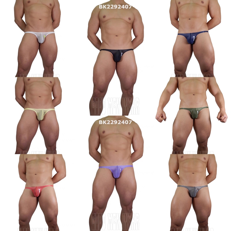 In-Stock Japanese-Made Gmw Men's Low-Rise Briefs with Narrow Back Panel, Nylon Spandex, Silky, Stretchy, See-Through 12-2