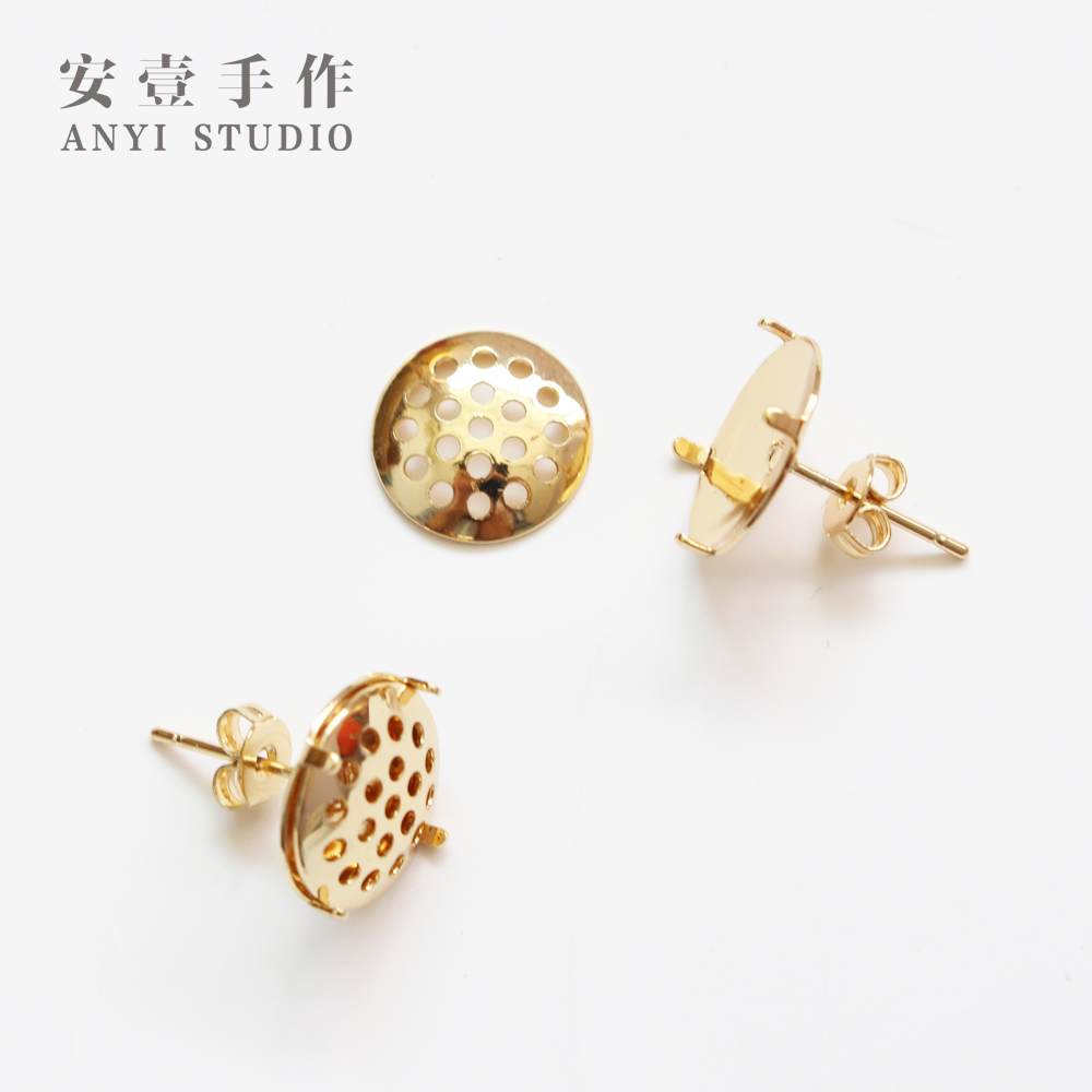 Ann hand made disc lotus fluffy head ear trim DIY handmade metal ornament accessories copper gilded with earplug