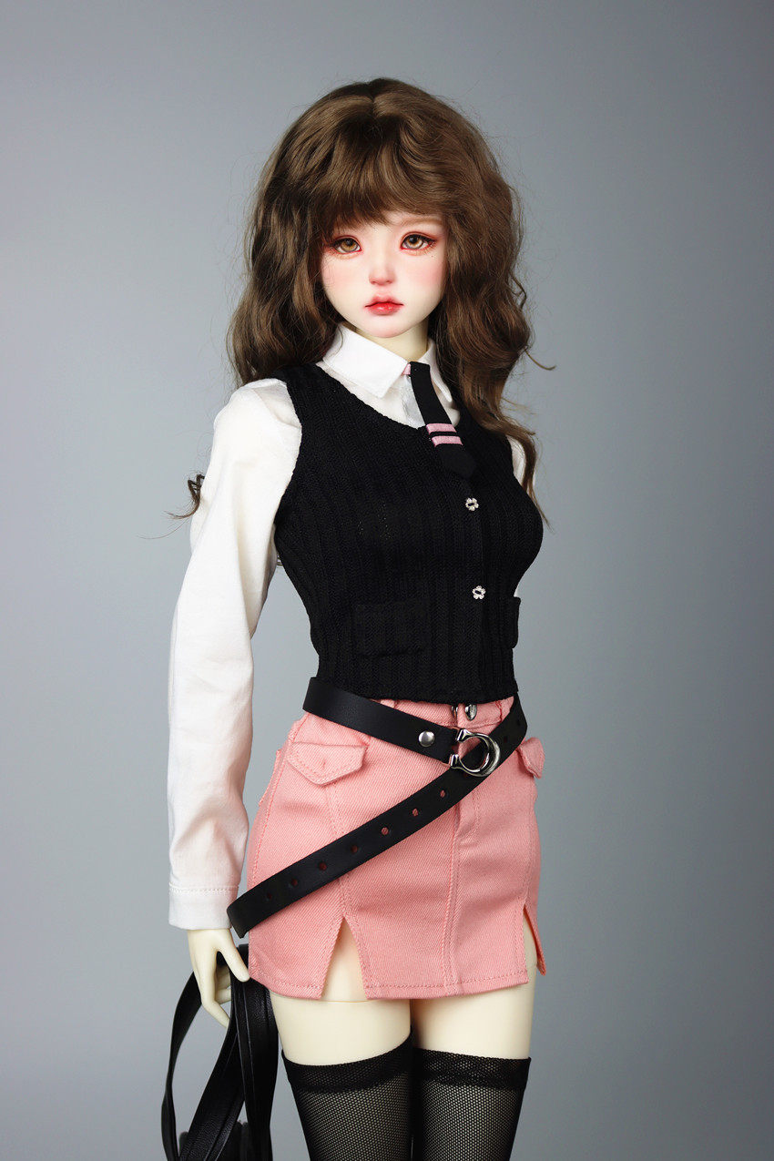bjd3分4分开衩短裙，无袖衬衣，连体衣