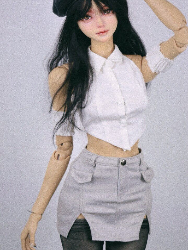 bjd3分4分开衩短裙，无袖衬衣，连体衣