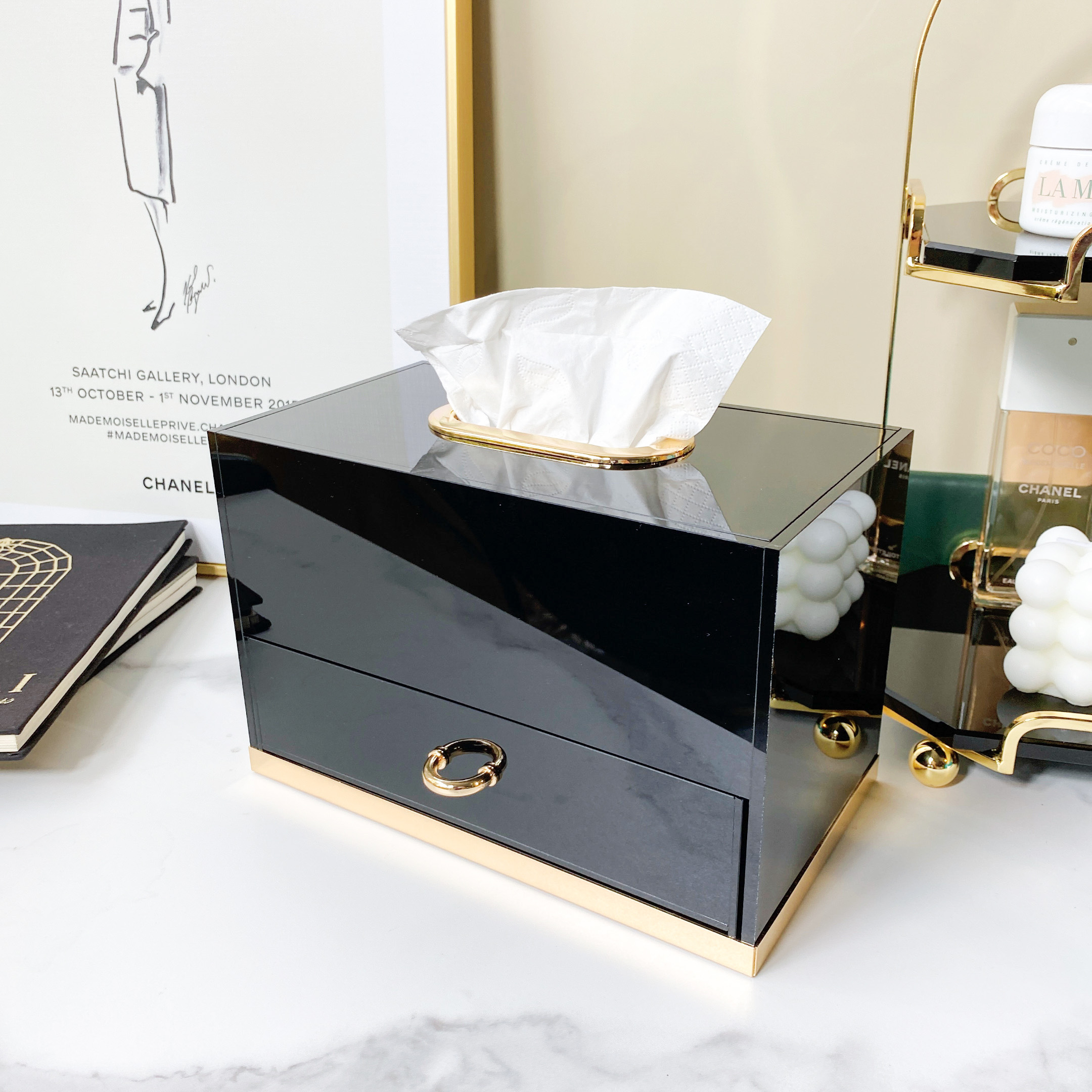 Tissue box household black acrylic dresser drawing table in high-end hotel restaurant drawing box tea table cupboard