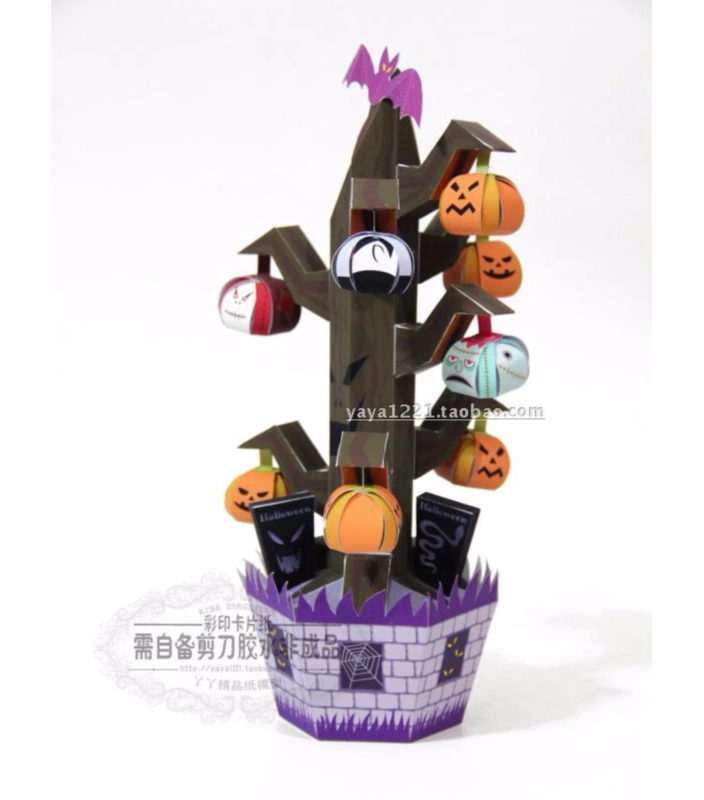 Đầy đủ 48 Vận chuyển Miễn phí Halloween Halloween Cây Bí ngô Cây mô hình giấy 3D Cha mẹ-con Tự làm thủ công có hướng dẫn - Mô hình giấy