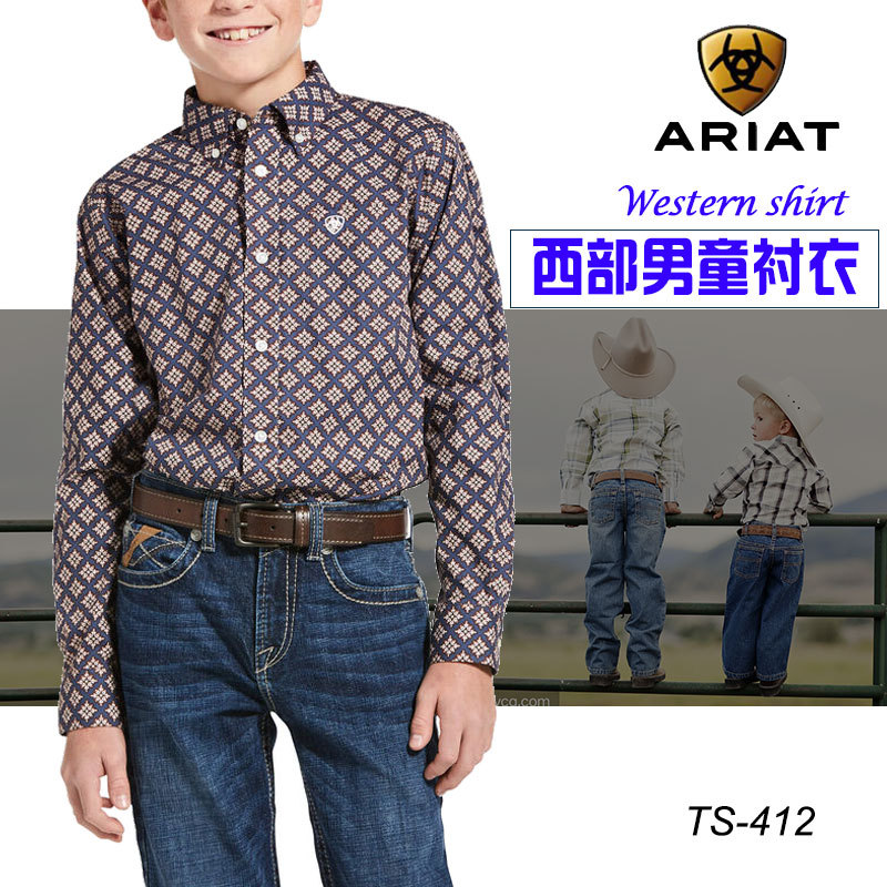 Ariat Western Cowboy Shirt for Children Imported from the Usa, Plaid Long-Sleeve Equestrian Shirt Giant Ariat Western Cowboy Shirt for Children Imported from the Usa, Plaid Long-Sleeve Equestrian Shirt Giant