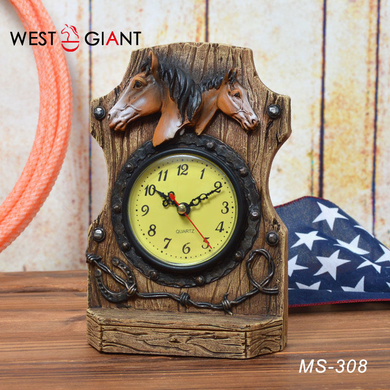 Western Giant Double Horsehead Rope Table Hands Clock Hand Custom Clock Home Bar Decoration Ornaments