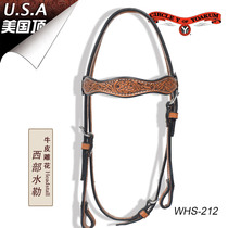 American CircleY Western-style cowhide leather engraved bridle Western saddle accessories denim harness