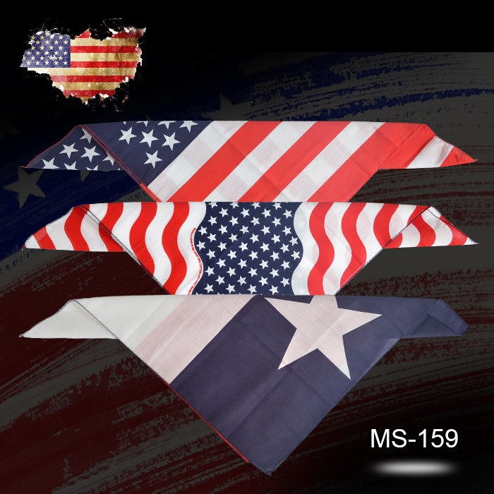 American Western Denim Cotton Scarf Star-Spangled Banner Riding Equestrian Boys and Girls Square Scarf Cover Turban Western Giant