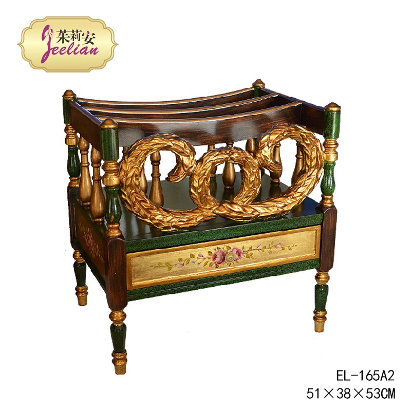 American rural European style extravaganza with floral hand-painted gold leaf made of old book newspaper shelf Villa Crafts Swing Accessories home decoration