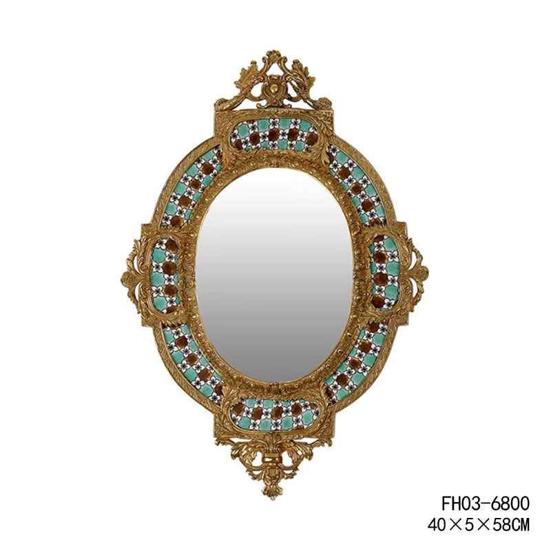 товар из китая 茱莉安奢华法式全铜重工雕刻手绘装饰镜子别墅门厅复古玄关镜 Jeelian