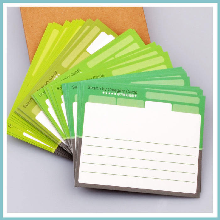 40 sheets (4 colors) bagged double-sided green ensemble INDEX CARDS single word card index classification card