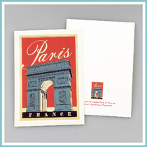 New French nostalgic illustration art postcard retro Paris Arc de Triomphe travel commemorative postcard
