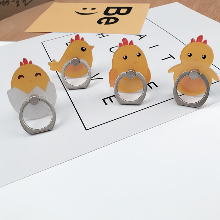 New Cartoon Little Yellow Chicken Ring Closed Steps Personality Creative Lazy Desktop Steps Finger Closed Paste Customized