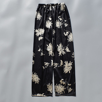 Pajama pants womens trousers spring and summer autumn thin silk polka dot print loose silk print large size home pants
