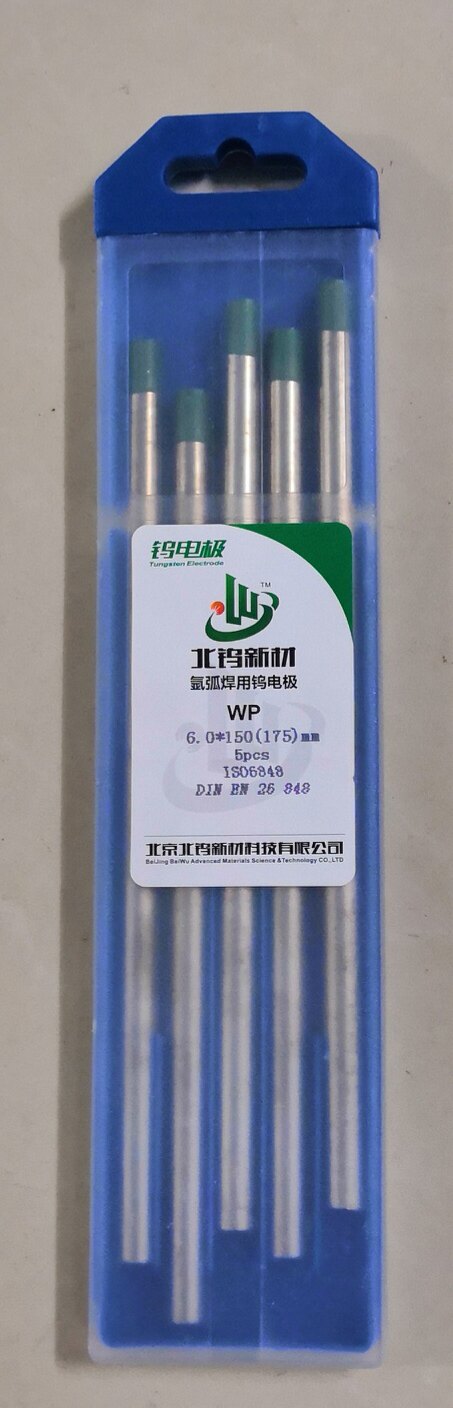 Tungsten electrode pure tungsten electrode WP 6 0 * 150 6 * 150 green head tungsten rod North tungsten new material