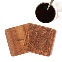 o3 original design Europe C city map series solid wood carved coaster insulation mat gift Tea Ceremony Coffee Wine