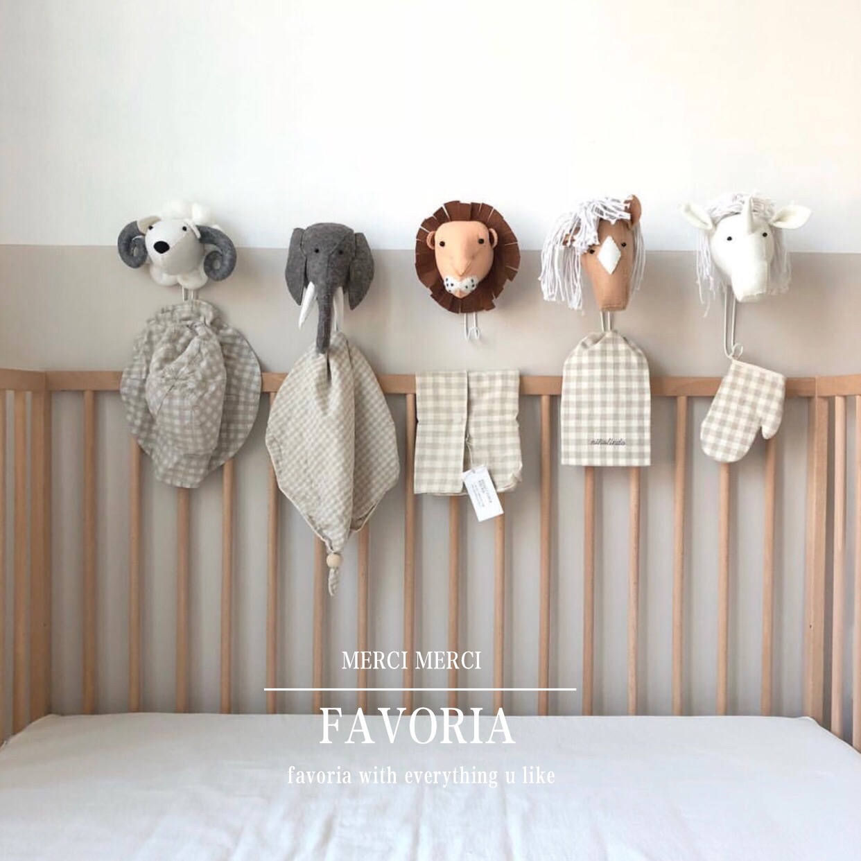 Hanfeng ins wool felt Animal head Lion elephant coat hook Entrance bedroom children's room baby bed wall hanging