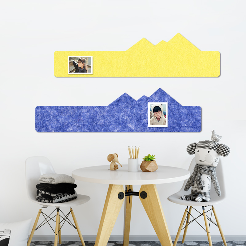 Nordic Creative Mountain Peak Felt Message Board Office Memo Photo Wall Nursery Work Soft Wooden Board Display Board