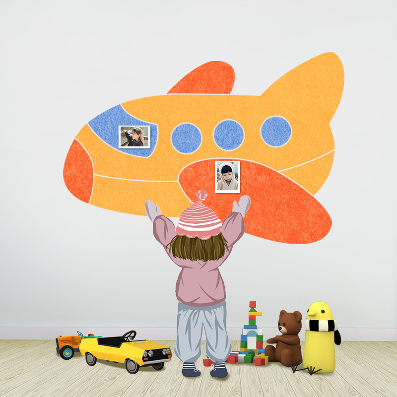 Felt plate Cubism Cartoon Creativity Aircraft Background Photo Wall Stickup Kindergarten Display Placement Board Message Board