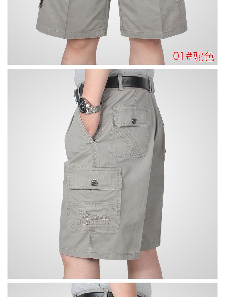 Quần short nam trung niên cha cotton phù hợp với quần short eo cao lỏng lẻo nhiều túi quần short nam giản dị quần áo thời trang
