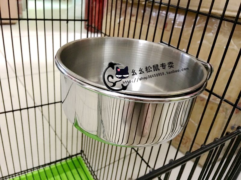 Squirrel food bowl chinchilla rabbit pet anti-tipping food bowl can be fixed stainless steel bite-resistant antibacterial easy-to-clean food bowl