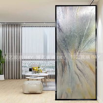 Art glass entrance hall simple light luxury modern deep carving texture double-sided tempered partition screen shoe cabinet bathroom