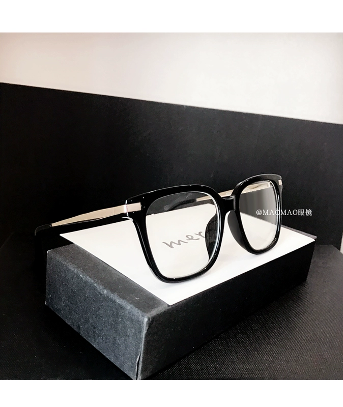 Hộp lớn vuông mỏng gương phẳng mắt nữ kính đen vuông gọng tròn mặt dài có thể được trang bị kính cận thị
