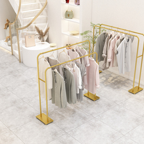 Light Extravagant Clothing Store Womens Clothing Middle Island Rack shelves Double bar Double Dress Single Pole Floor Hanging Clothes Hanger Display Shelving