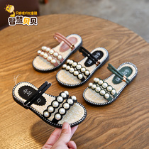 2021 summer new fashion girls slippers Korean version of the childrens non-slip beach sandals and slippers childrens one-character slippers