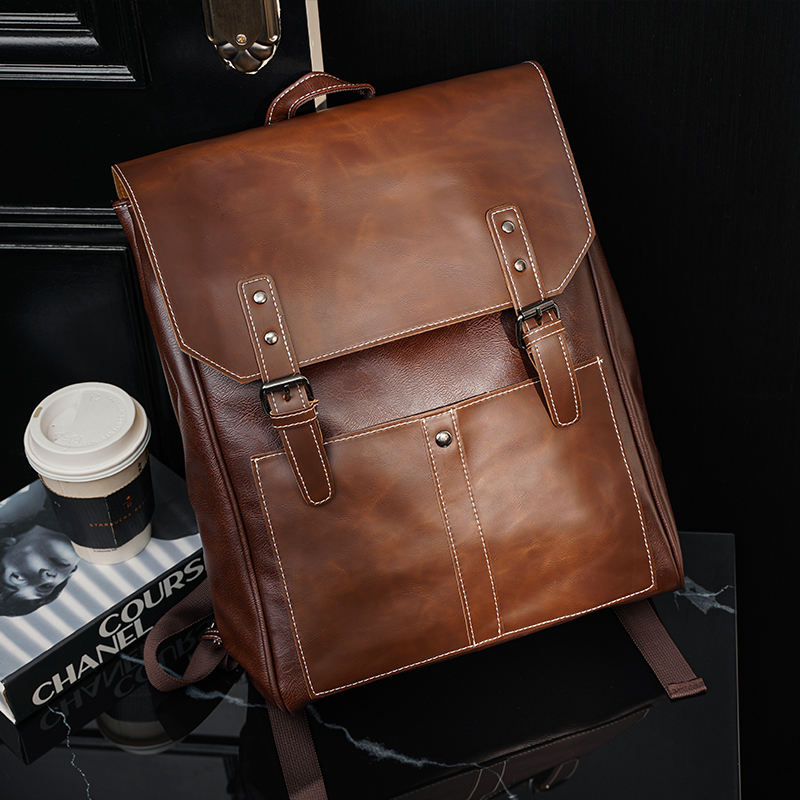 2022 new large capacity retro double shoulder bag Youth Business mobile phone computer bag Leisure Bag Student Bag Tide