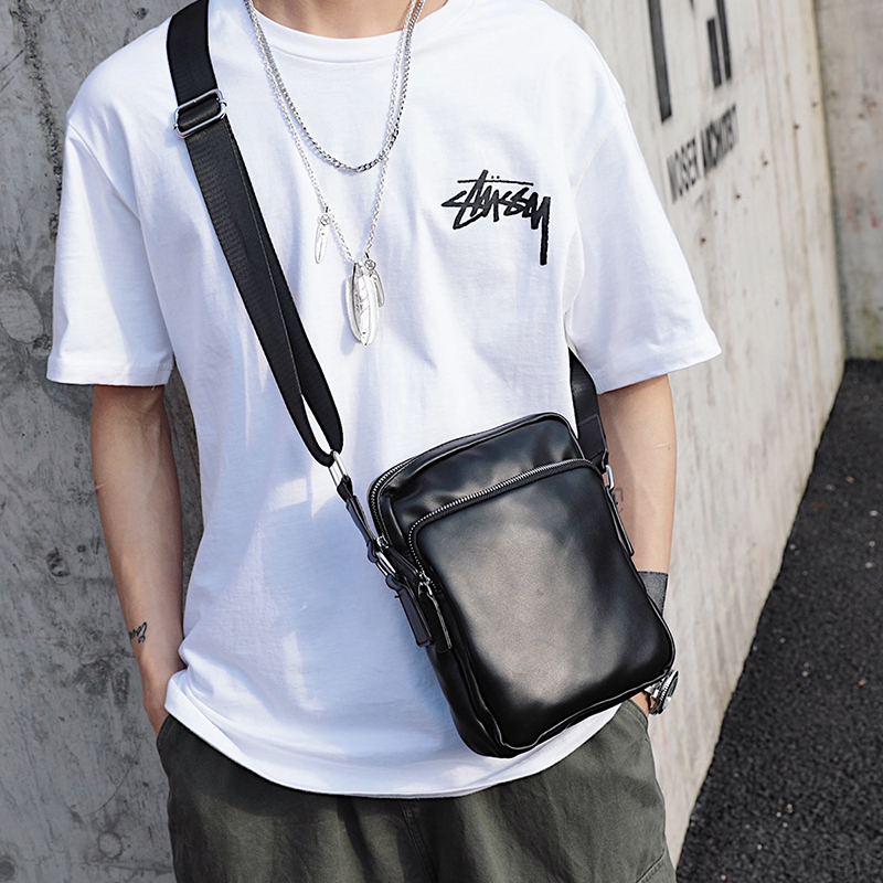 New leisure single shoulder bag men's bag for business casual leather bag Han version small scapegoat satchel bag horizontal mobile phone bag