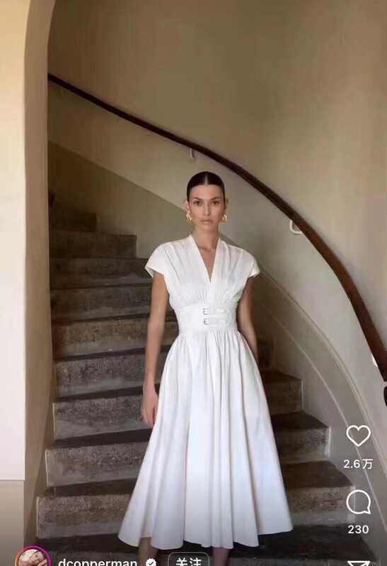 Alex Cotton Cinched Waist Slim Fit Flared Dress