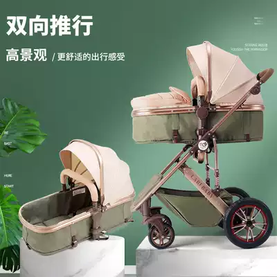 Rabbi stroller baby two-way Trolley light foldable umbrella car can sit and lie for children high viewing four wheelers
