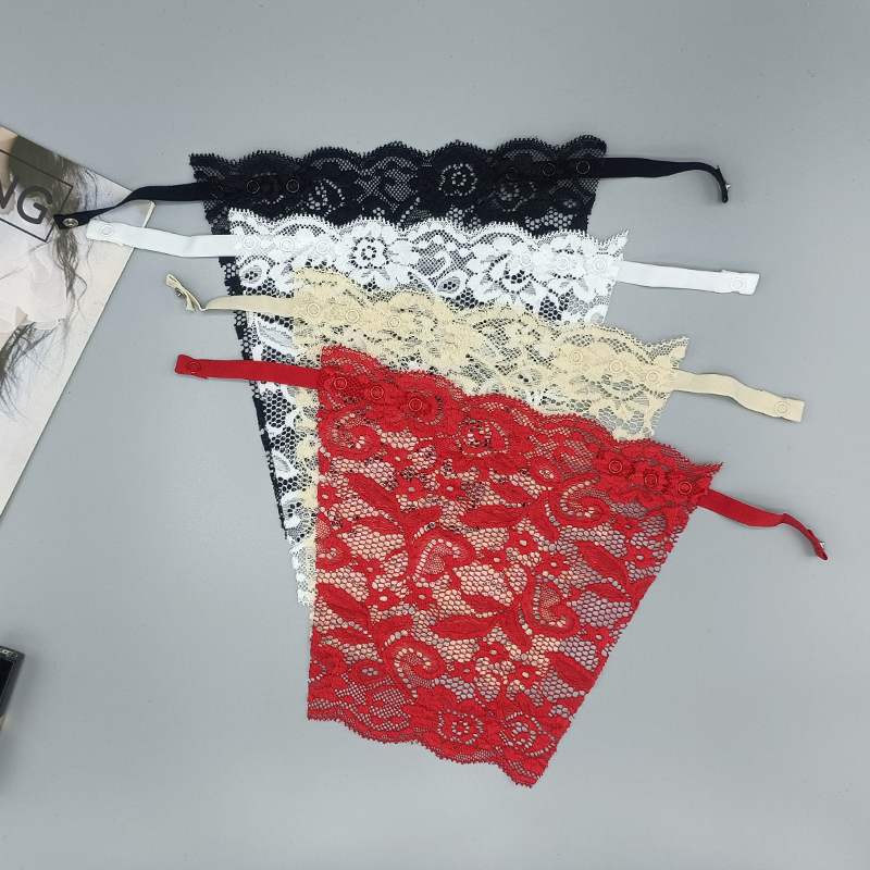 V-Neck Low-Cut Clothing Anti-Exposure Bandeau One-Piece Solid Color Sexy Lace Trim Chest Wrap Bra Chest Cover