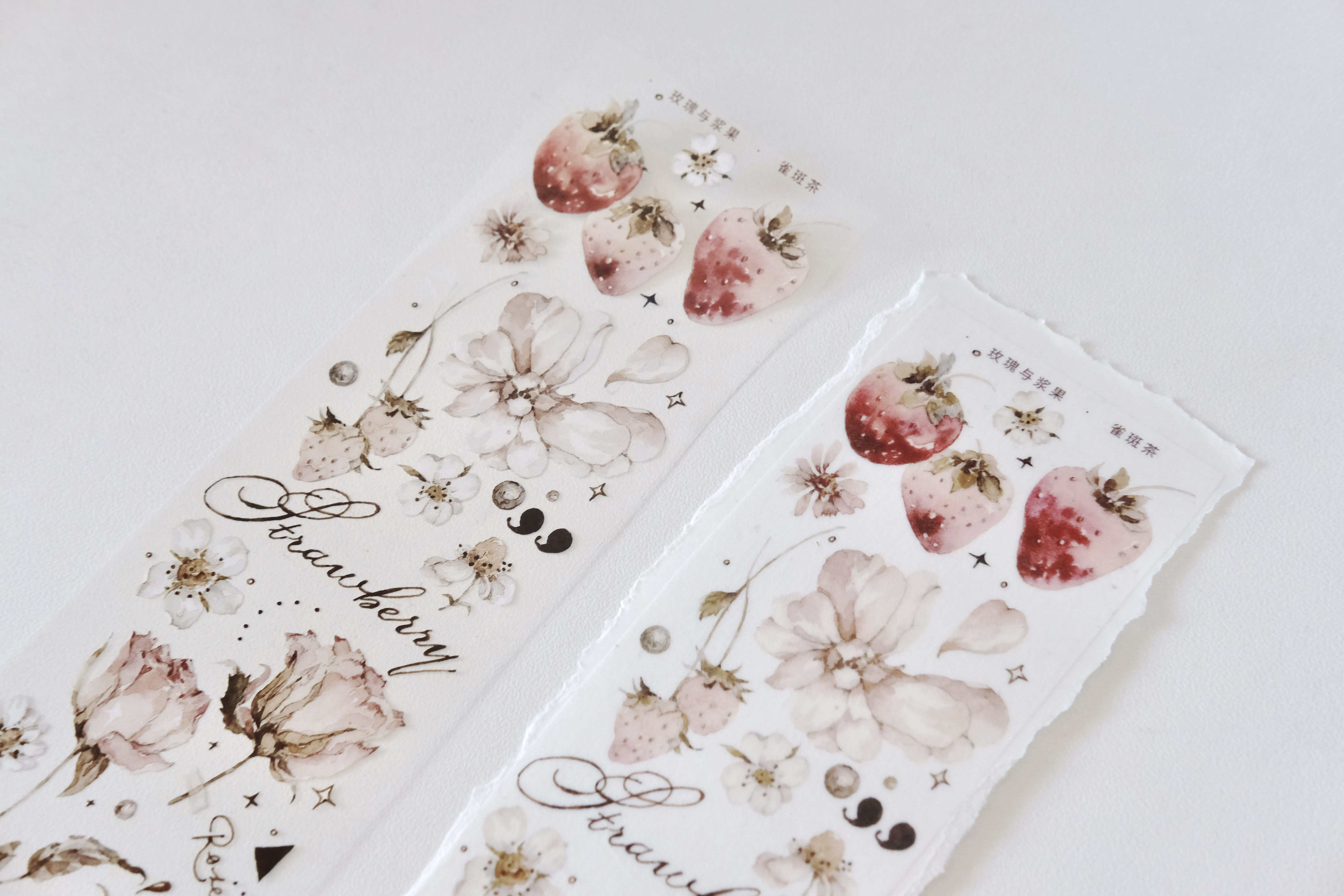 5%OFF】 雀斑茶 ♡海外マステ♡ さん ) 霧面PET ( 玫瑰与浆果 買い取り 雀斑茶 PETタイプの花マスキングテープ マステ 4点セット テープ/マスキングテープ