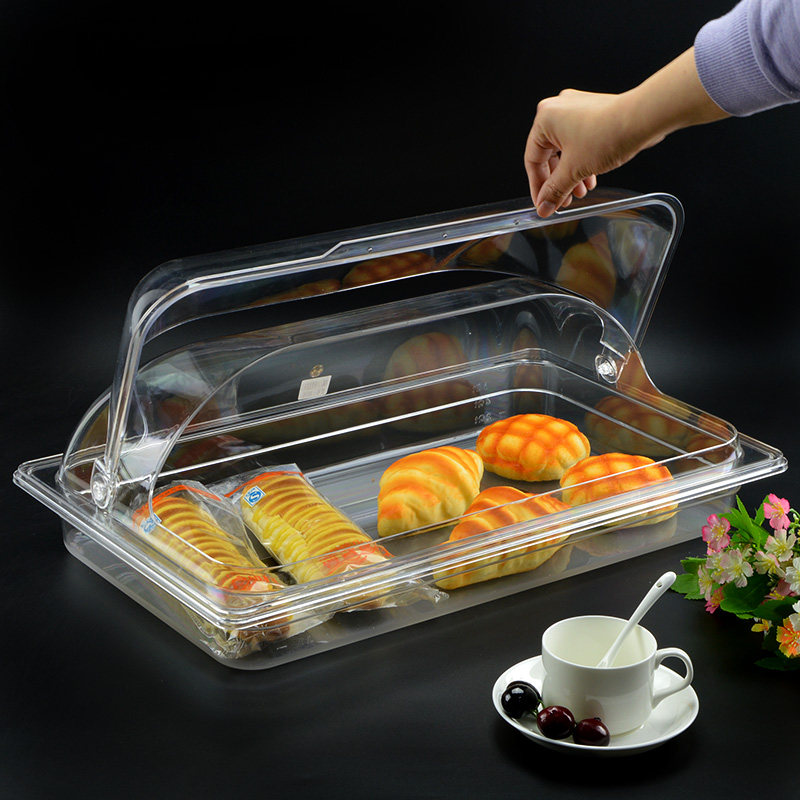 Bread cake tray transparent cover plastic food fresh box buffet fruit display plastic high temperature resistance