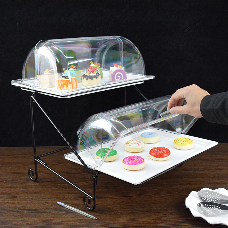 Buffet dessert showcase frame bakery cake tray with cooked cool dish frame commercial double layer melamine