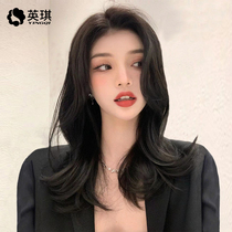 Yingqi wig female long hair summer fashion royal sister eight-character medium-long curly hair big waves natural full human hair full headgear