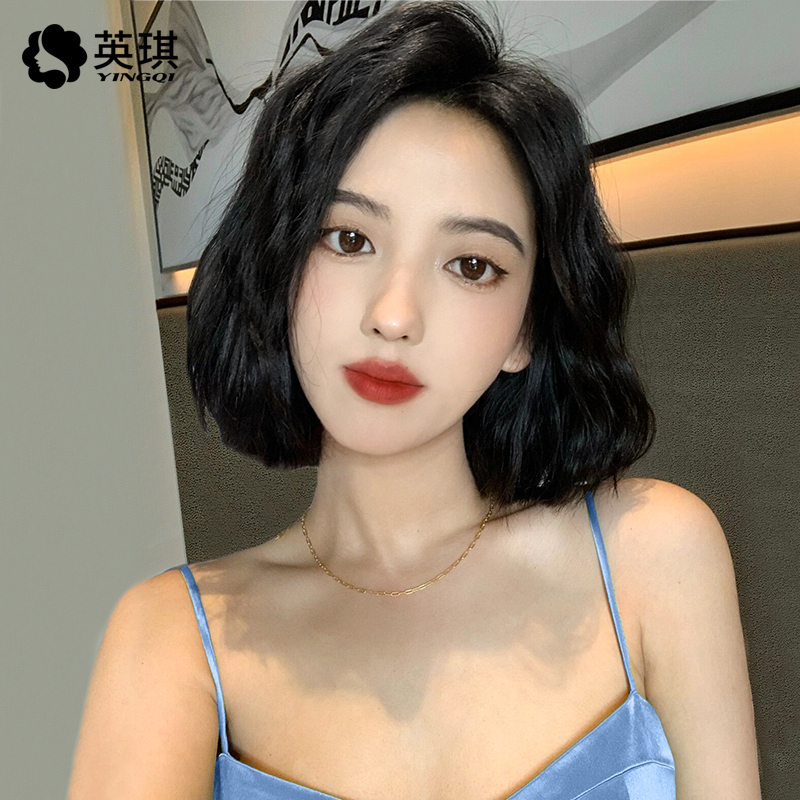 Yingqi Wig for Women, Short Curly Hair, Fashionable Retro Hong Kong Style, Wool Curls, Fluffy and Natural, Full Head Wig Made of Real Human Hair Yingqi Wig for Women, Short Curly Hair, Fashionable Retro Hong Kong Style, Wool Curls, Fluffy and Natural, Full Head Wig Made of Real Human Hair